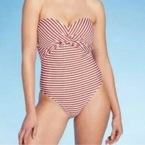 Kona Sol Twist Bandeau Medium Coverage One Piece Swimsuit
